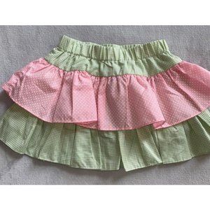 Castles and Crowns ruffle skirt pink polka dot green gingham 3T NWOT